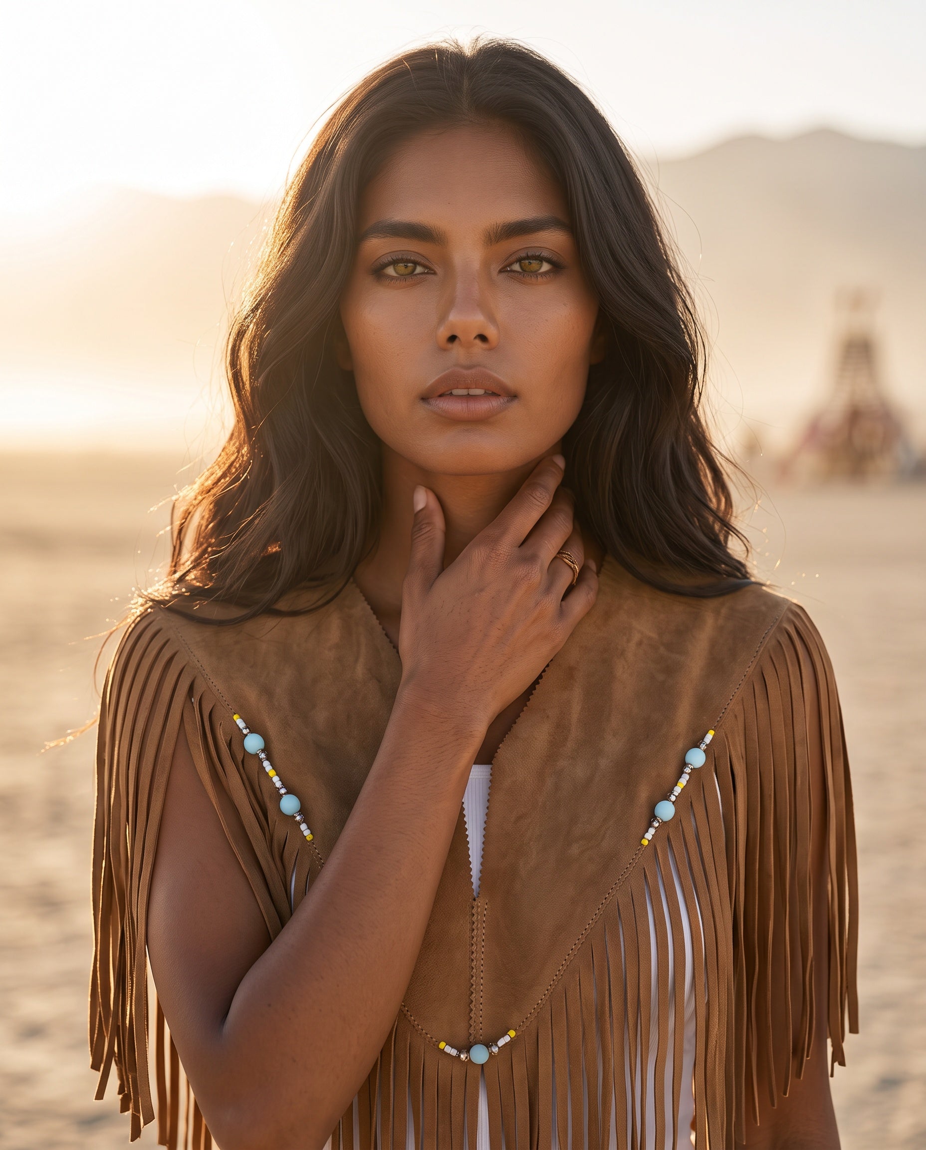 Sierra Suede Fringe Suede Poncho Dune