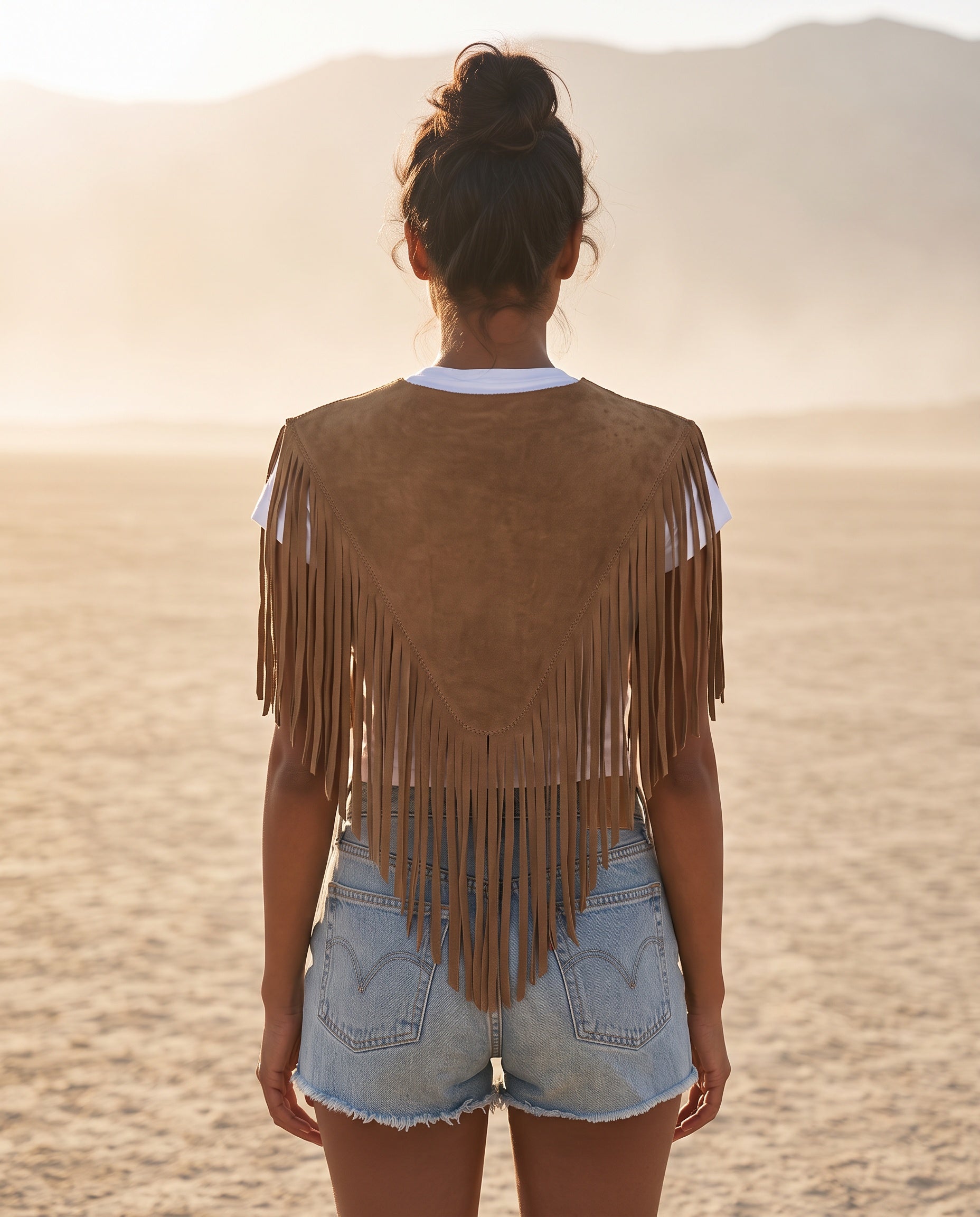 Sierra Suede Fringe Suede Poncho Dune