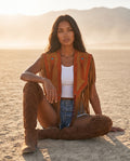 Celeste Fringe Suede Cape No. 01