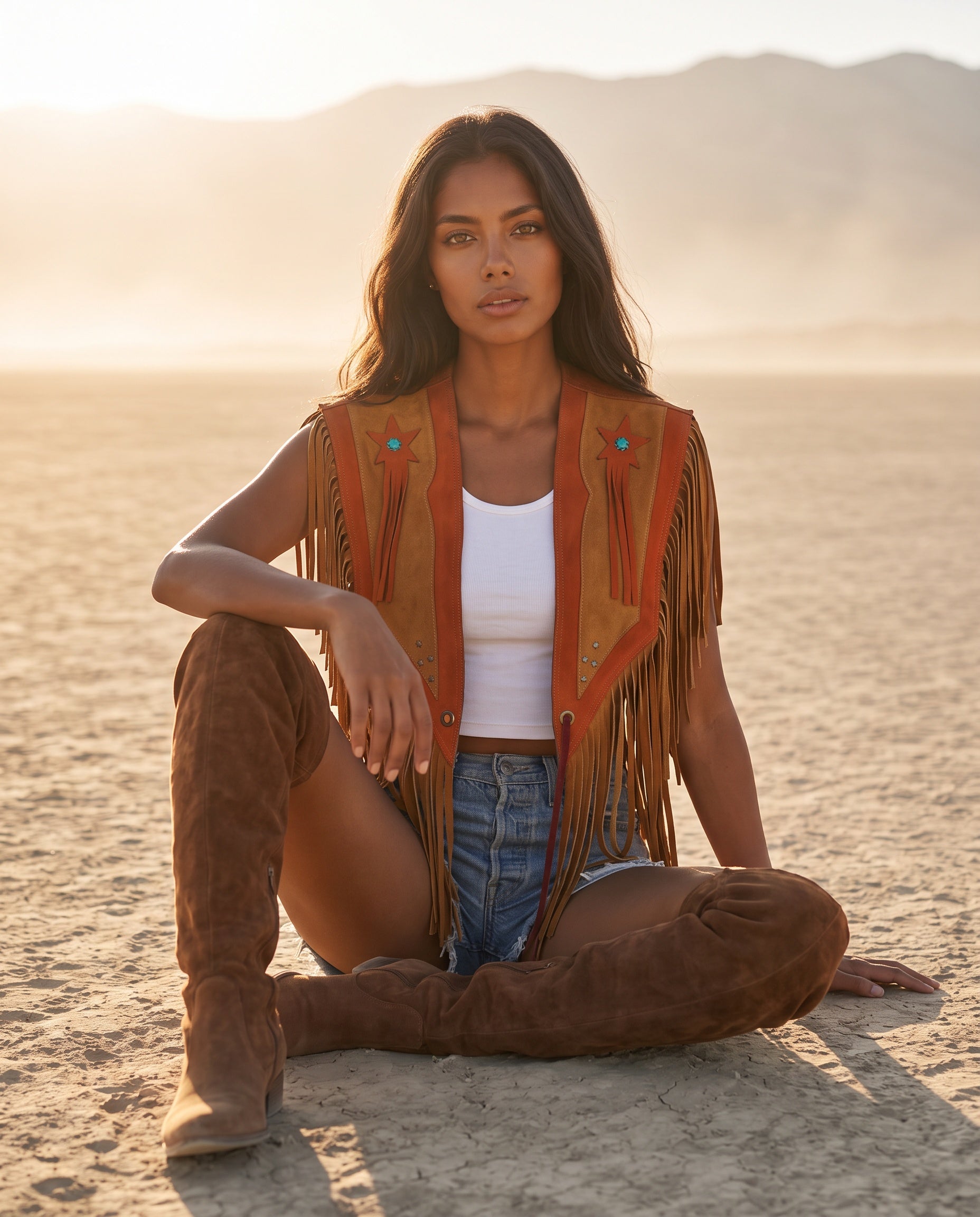 Celeste Fringe Suede Cape No. 01