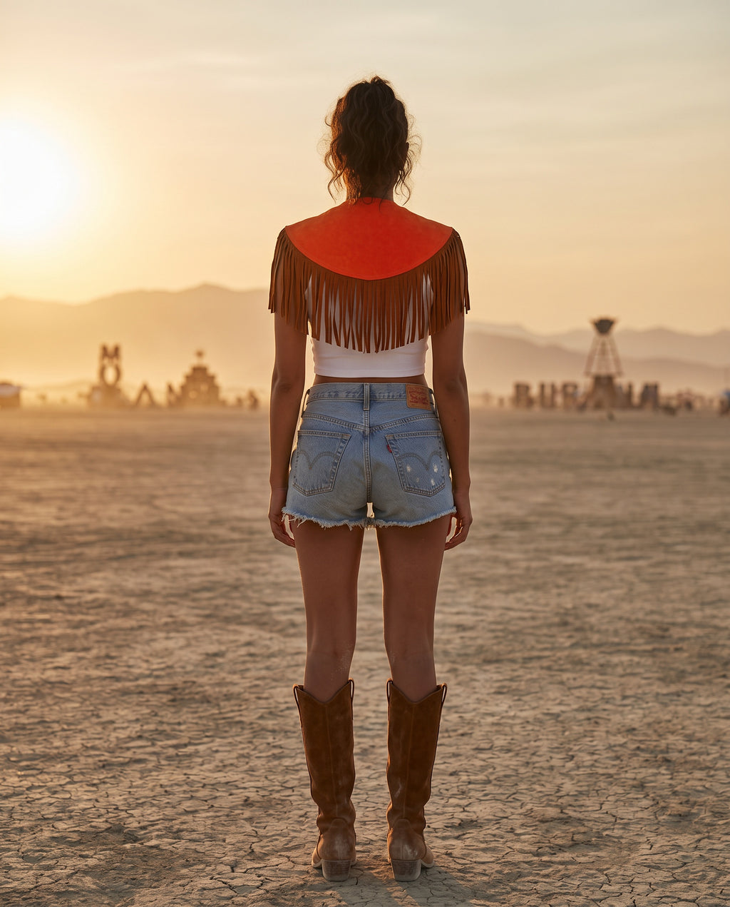 Celeste Fringe Suede Cape No. 01