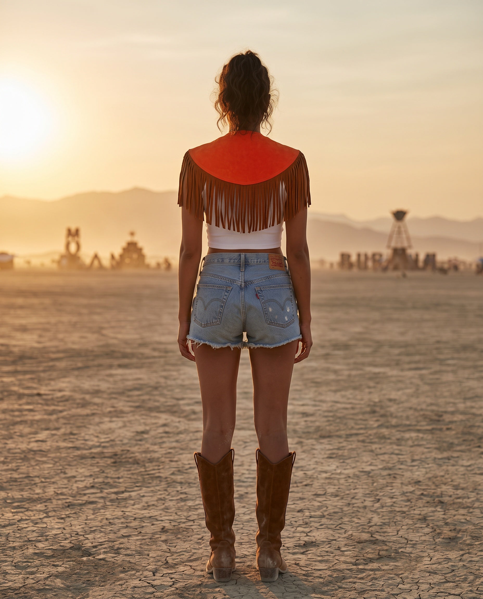Celeste Fringe Suede Cape No. 01