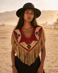 The Wild Spirit Leather Poncho Scarlet Mesa