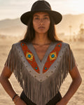 The Wild Spirit Leather Poncho Moondust