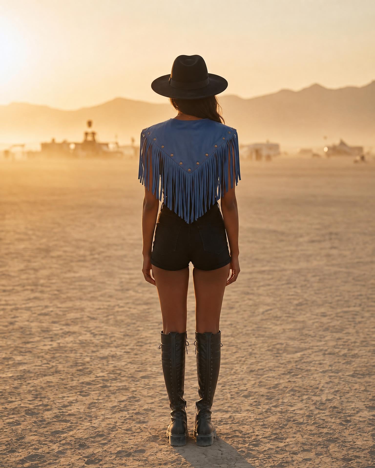 The Wild Spirit Leather Poncho Lapis